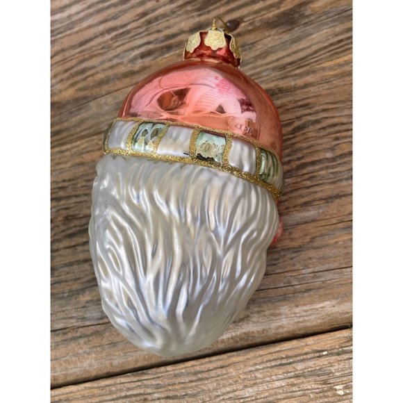 Vintage Blown Glass Santa Clause Face Christmas Ornament - Picture 4 of 9